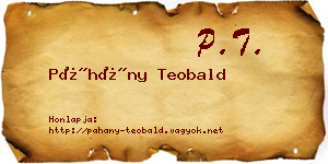 Páhány Teobald névjegykártya